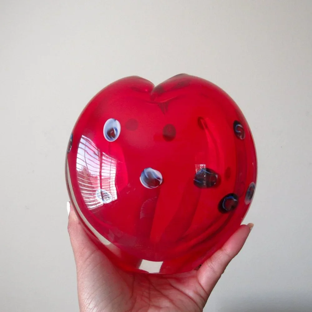 VTG Italian Murano Art Glass Vase Collectible Red Millefiori Studio Blown MCM - Picture 2 of 7